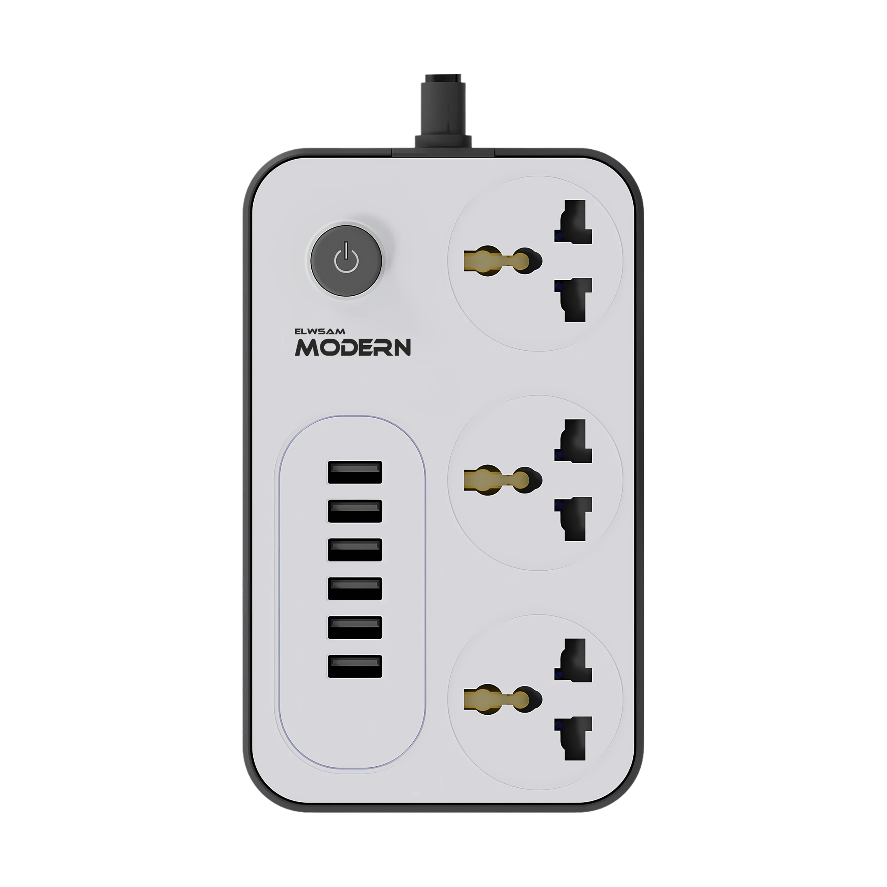 صورة مشترك كهرباء 6A USB أبيض 2 متر