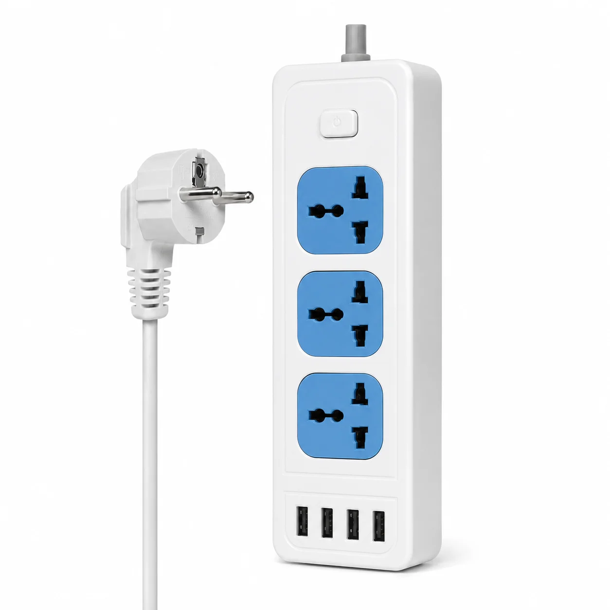 صورة مشترك كهرباء USB 4 منافذ أبيض 2 متر