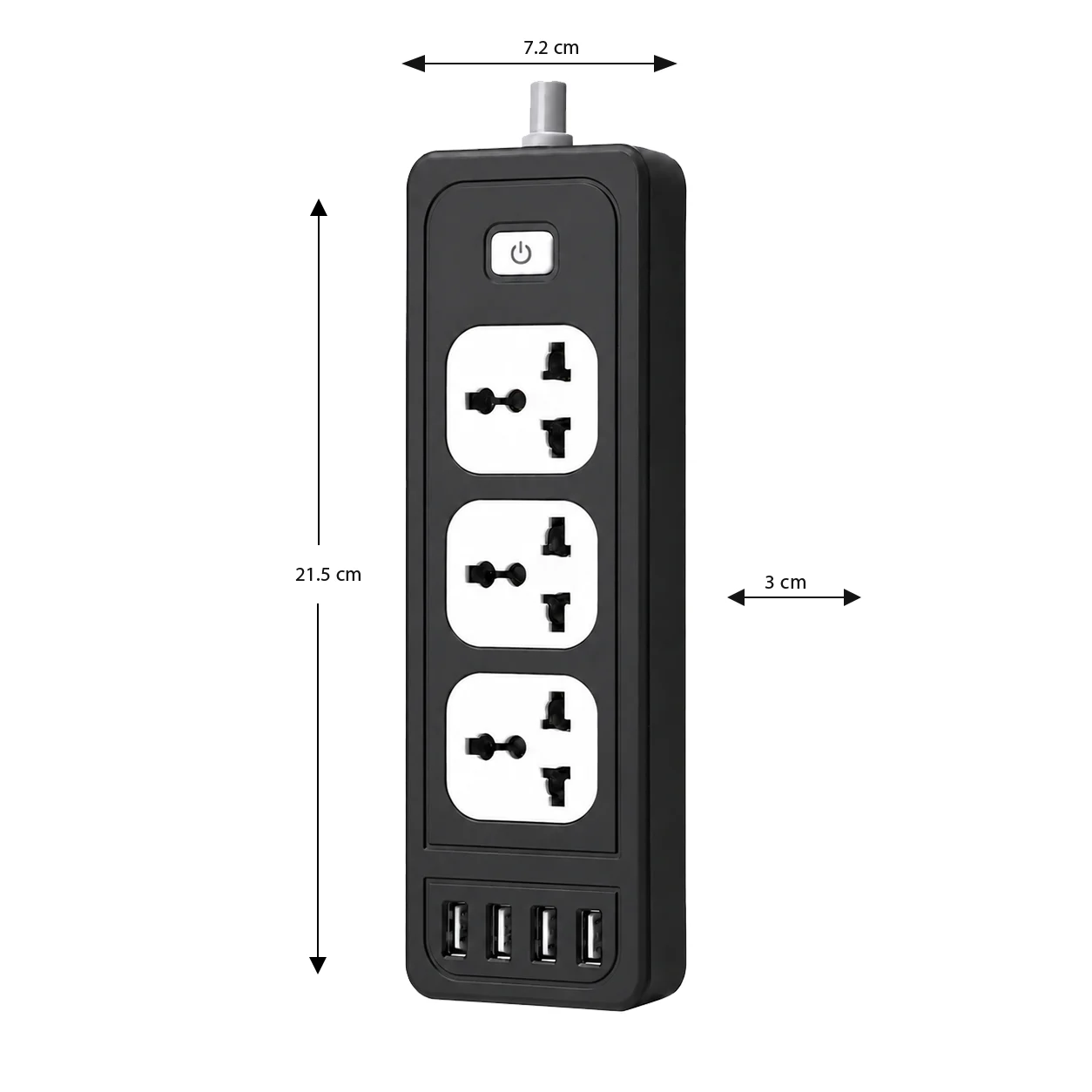 صورة مشترك كهرباء USB 4 منافذ أسود 2 متر - صورة 2