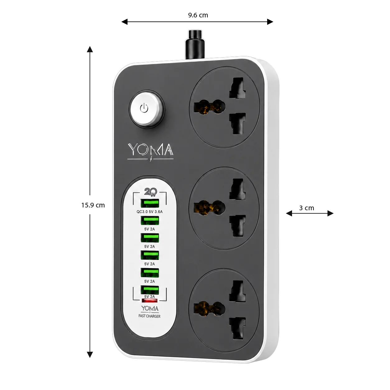 مشترك يوما 6A USB - فيشة ثنائية  - 2 متر - صورة 3