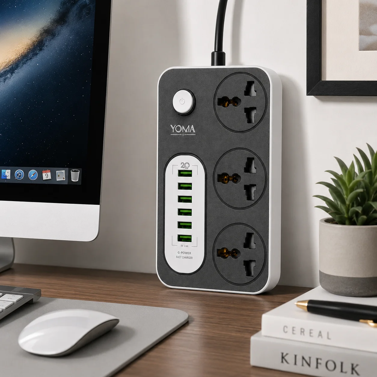 مشترك يوما 6A USB - فيشة ثنائية - أبيض - 2 متر - صورة 3
