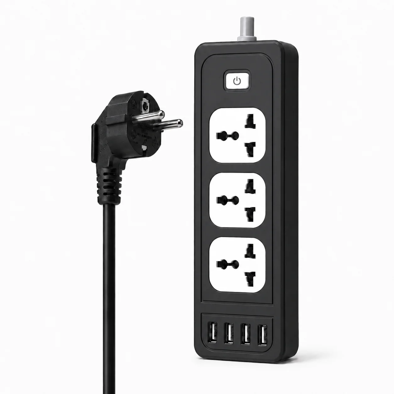 صورة مشترك كهرباء USB 4 منافذ أسود 2 متر