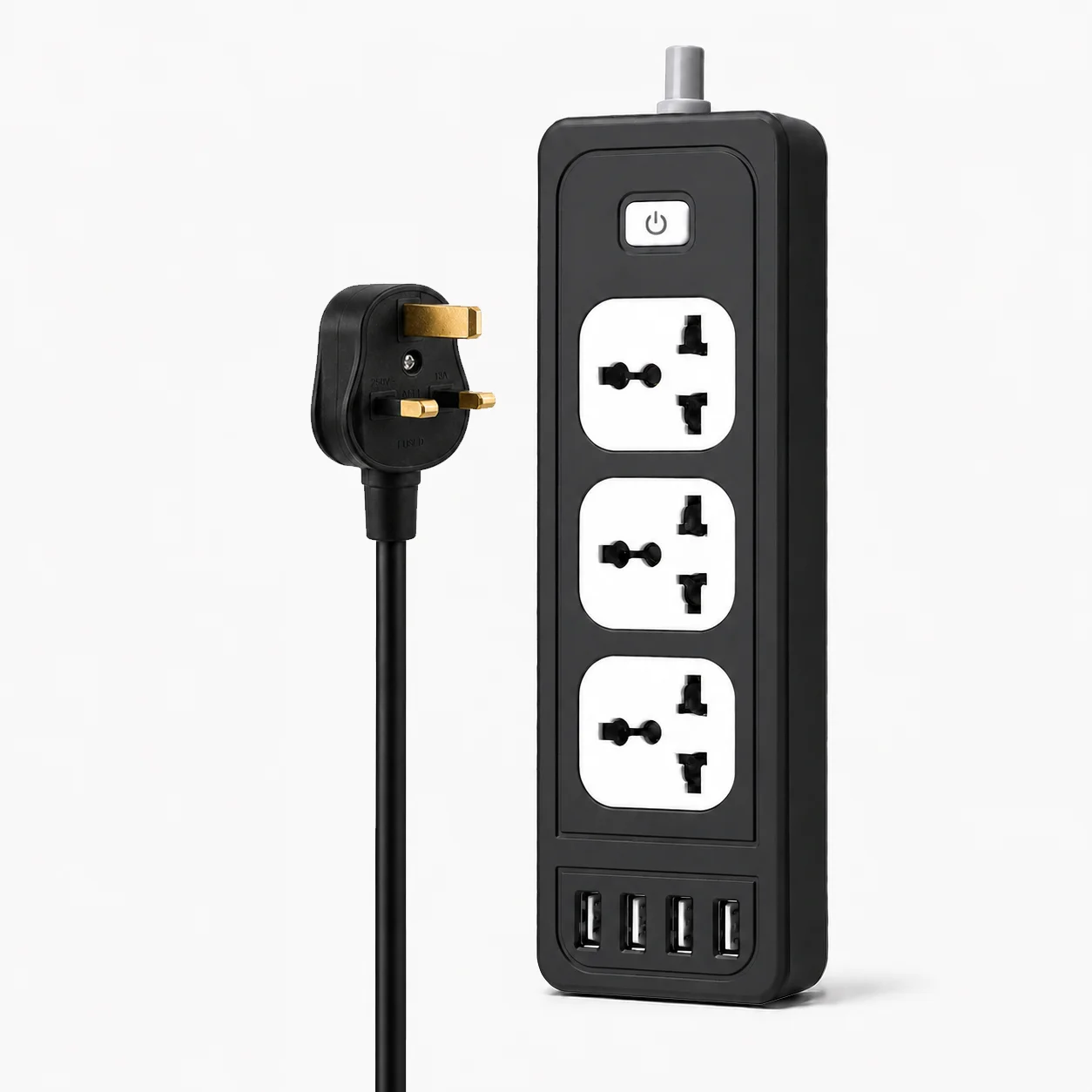 صورة مشترك كهرباء USB 4 منافذ أسود 2 متر